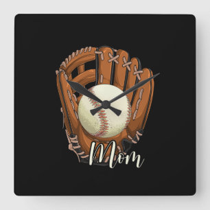 Baseball Mum Softball Mama Mother's Day Square Wall Clock