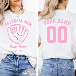 Baseball Mum Team Custom Name Number T-Shirt