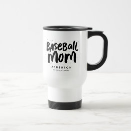 Baseball mum trendy black type personalised travel mug