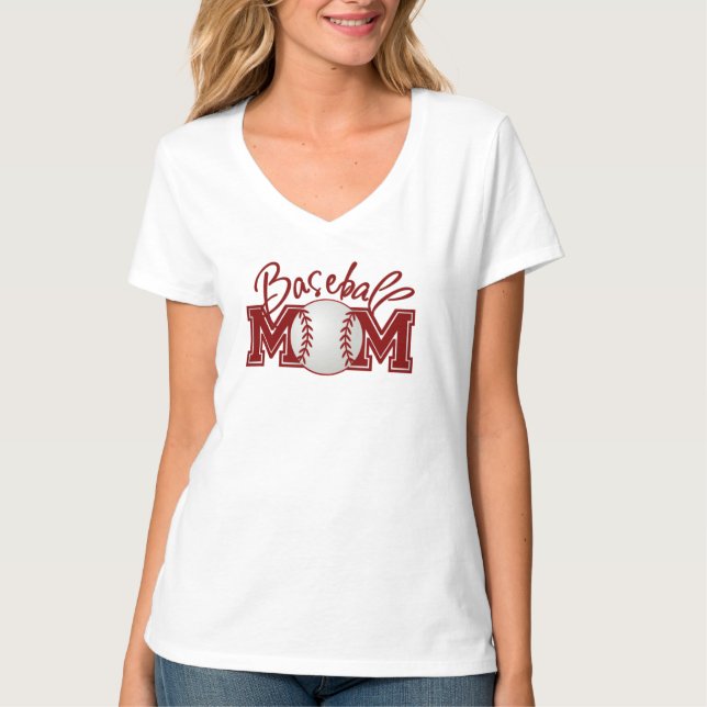 Baseball Mum Women's Hanes Nano V-Neck T-Shirt (Front)