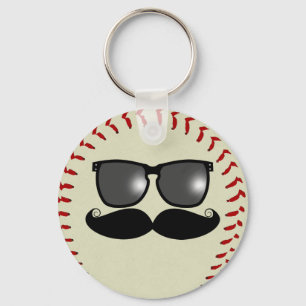 Baseball Mustache Keychain