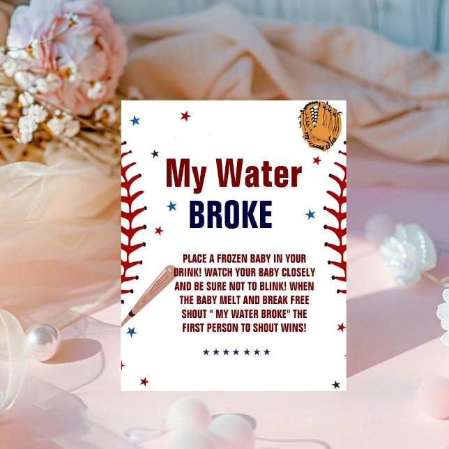 Baseball My water broke Baby Shower Game sign (Creator Uploaded)