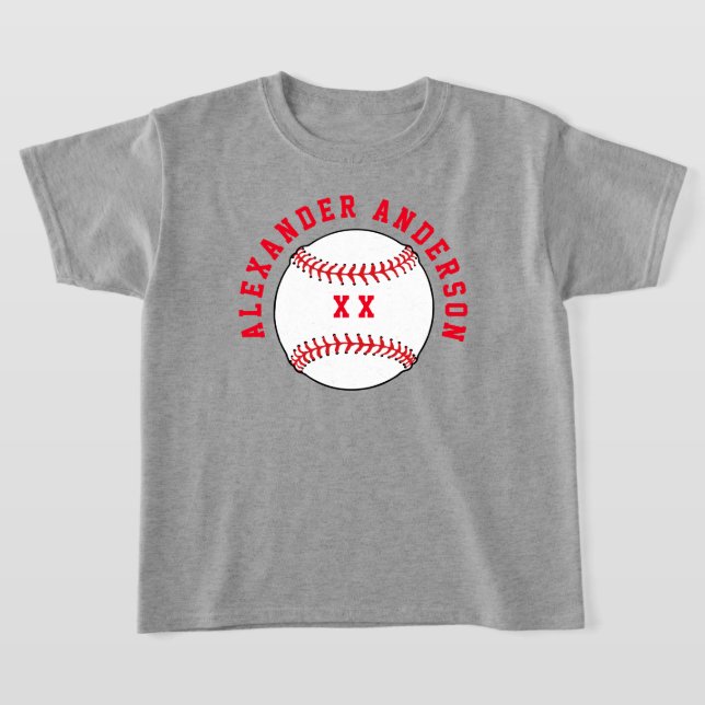 Baseball Name and Jersey Personalise  T-Shirt (Laydown)