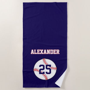 Baseball   Name & Number Beach Towel