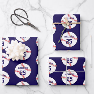 Baseball Name & Number Wrapping Paper Sheet