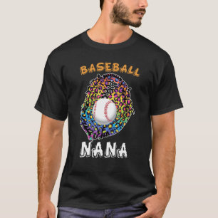Baseball Nana Leopard Game Day Baseball Mothers D T-Shirt