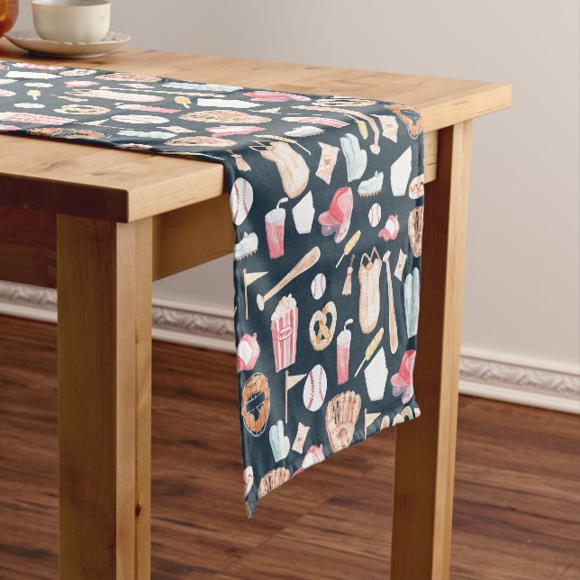 Baseball Navy Texture Short Table Runner (In Situ)