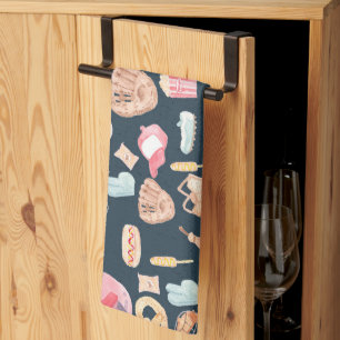 Baseball Navy Texture Tea Towel