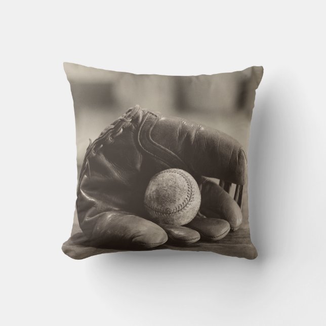 Baseball Nostalgia - Mitt and Baseball Cushion (Front)