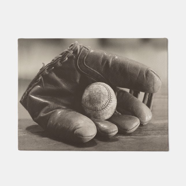 Baseball Nostalgia - Mitt and Baseball Doormat (Front)