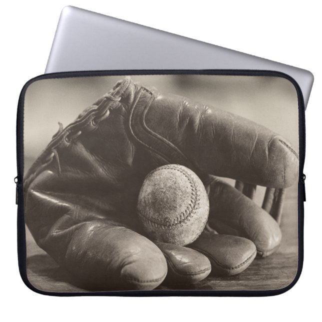 Baseball Nostalgia - Mitt and Baseball Laptop Sleeve (Front)