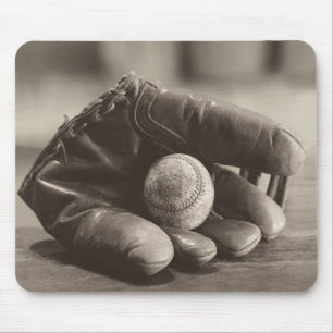 Baseball Nostalgia - Mitt and Baseball Mouse Pad