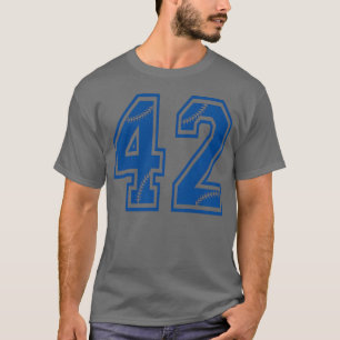 Baseball Number 42 Blue Sports Player Uniform Jers T-Shirt