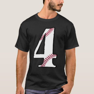 Baseball Number 4 Four Jersey Fan 4th Birthday Vin T-Shirt