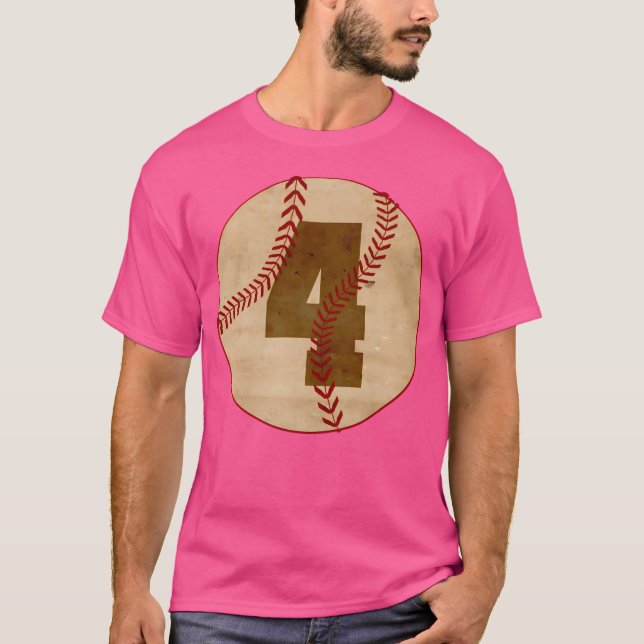 Baseball Number  4  Vintage T-Shirt (Front)