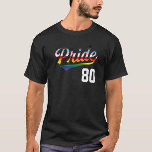 Baseball Number 80 Gay Pride Inclusive Rainbow Fla T-Shirt