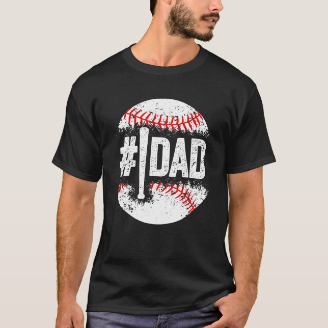Baseball Number One Daddy Son Baseball Father's Da T-Shirt (Front)