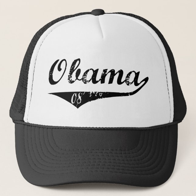 Baseball Obama 08 Trucker Hat (Front)