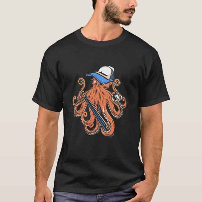 Baseball Octopus Silhouette octopus vintage T-Shirt (Front)
