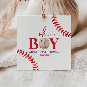 Baseball Oh Boy Red White Baby Shower Favour Tags