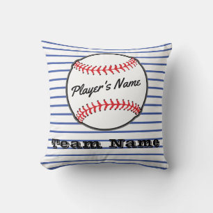 Baseball on Blue stripe Name Sports Boys Room Thr Cushion