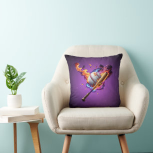 Baseball on Fire. Cushion