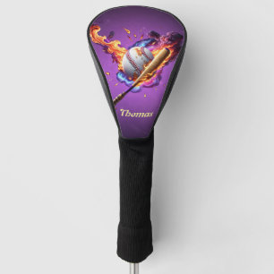 Baseball on Fire. Golf Head Cover