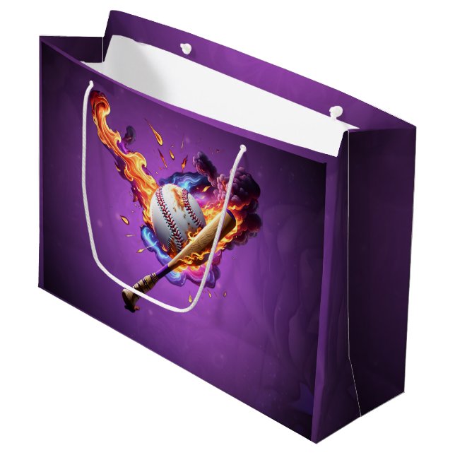 Baseball on Fire. Large Gift Bag (Front Angled)