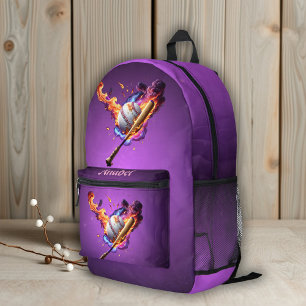Baseball on Fire. Printed Backpack