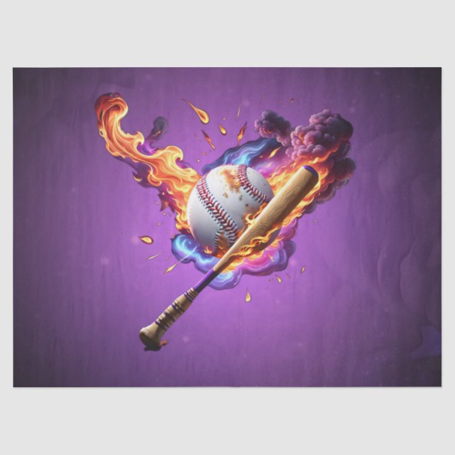 Baseball on Fire.  Tissue Paper (Front)