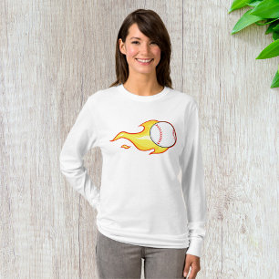Baseball On Fire Womens Long-Sleeve T-Shirt