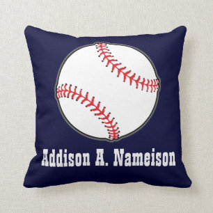Baseball on Navy Blue  Name Sports Room Boys  Cushion