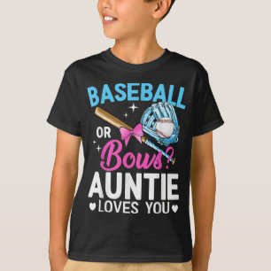 Baseball Or Bows Auntie Loves You Gender Reveal T-Shirt
