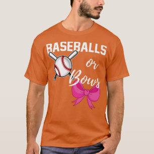 Baseball or Bows Funny Gender Reveal Blue Pink Mat T-Shirt