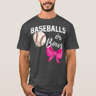 Baseball or Bows Funny Gender Reveal Blue Pink Mat T-Shirt