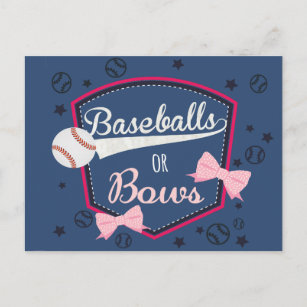 Baseball or bows Gender Reveal Postcard