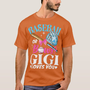 Baseball or Bows Gigi Loves You Gender Reveal Pink T-Shirt