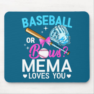 Baseball or bows mema loves gender reveal boy or mouse pad