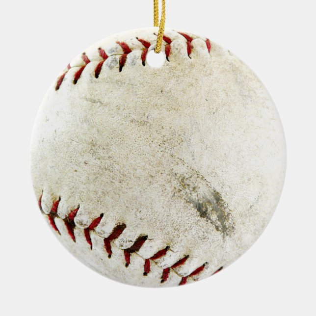 Baseball or Softball - Dirty and well loved! Ceramic Tree Decoration (Front)
