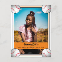 Baseball Orange & Black Graduation