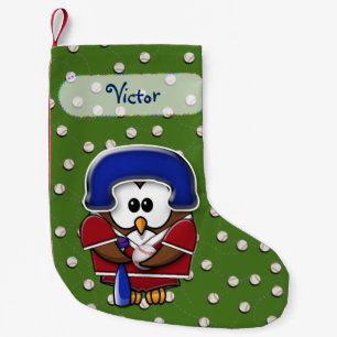 baseball owl Christmas stocking