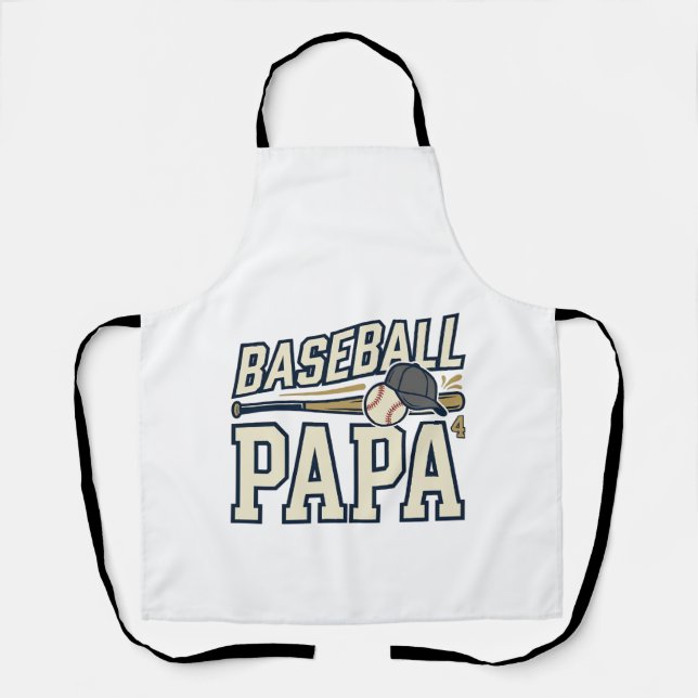 Baseball Papa Vintage Engraving Shirt Design_1 Apron (Front)