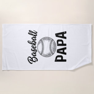 Baseball Papa Vintage Engraving Shirt Design_1 Beach Towel