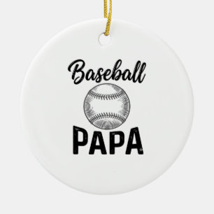 Baseball Papa Vintage Engraving Shirt Design_1 Ceramic Tree Decoration