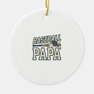 Baseball Papa Vintage Engraving Shirt Design_1 Ceramic Tree Decoration