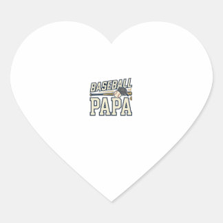 Baseball Papa Vintage Engraving Shirt Design_1 Heart Sticker