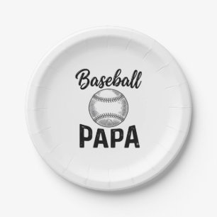 Baseball Papa Vintage Engraving Shirt Design_1 Paper Plate