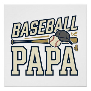 Baseball Papa Vintage Engraving Shirt Design_1 Poster