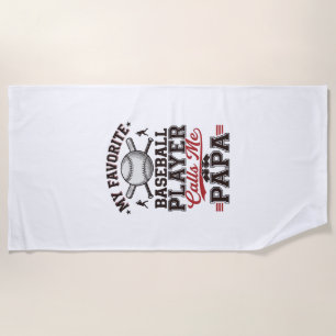 Baseball Papa Vintage Engraving Vector Design_1 Beach Towel
