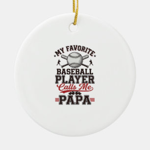 Baseball Papa Vintage Engraving Vector Design_1 Ceramic Tree Decoration